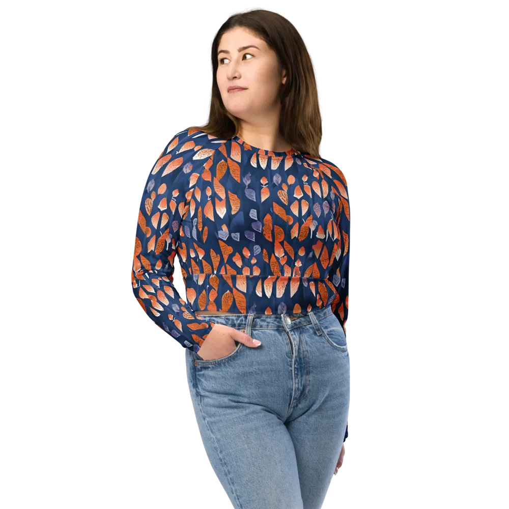 Ember Leaves on Long Sleeve Crop Top — Front
