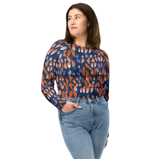 Ember Leaves on a Long Sleeve Crop Top