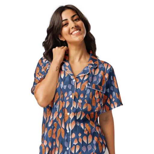 Ember Leaves on a Women's Short Sleeve Pajama Top