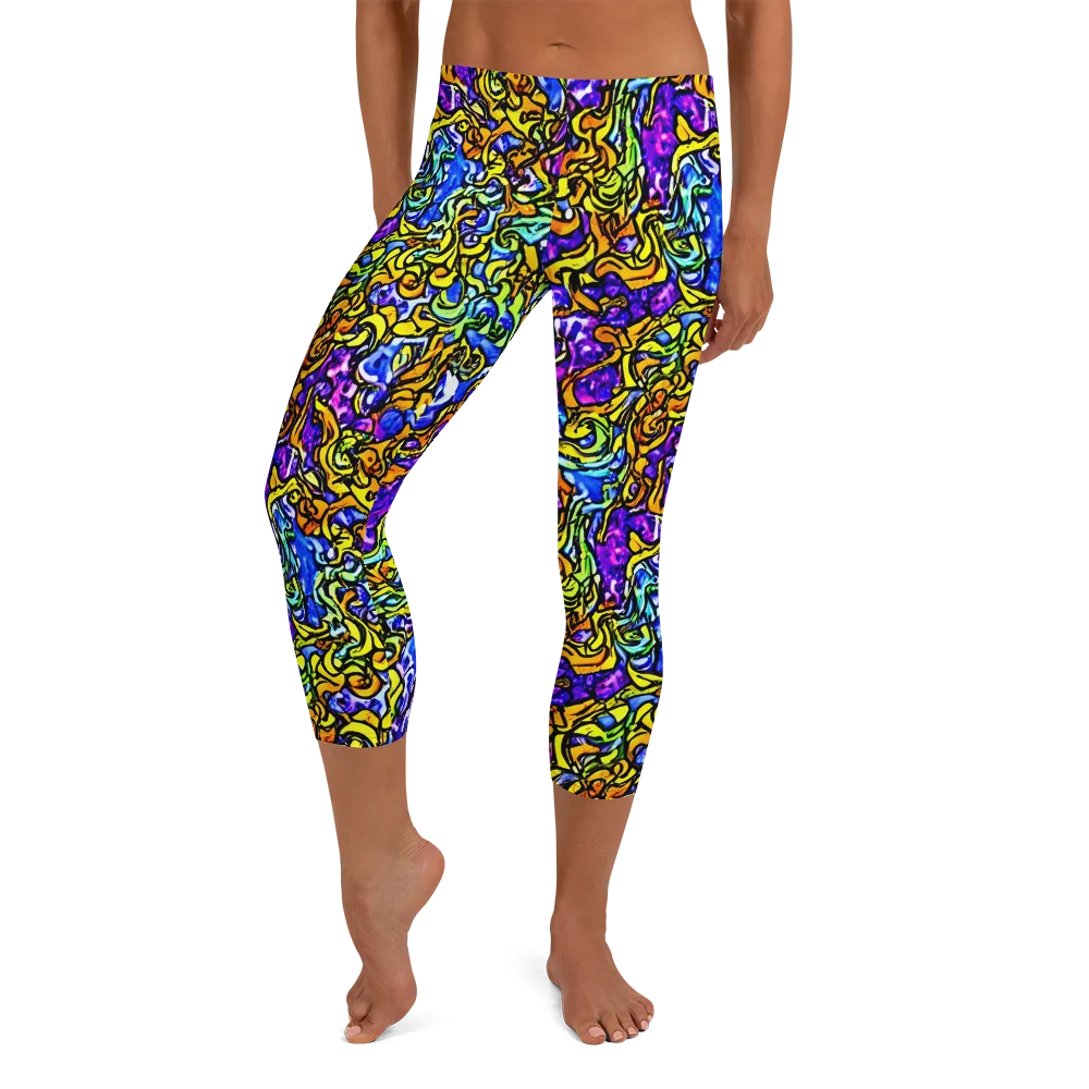 Jewel Frenzy on Capri Leggings — Front