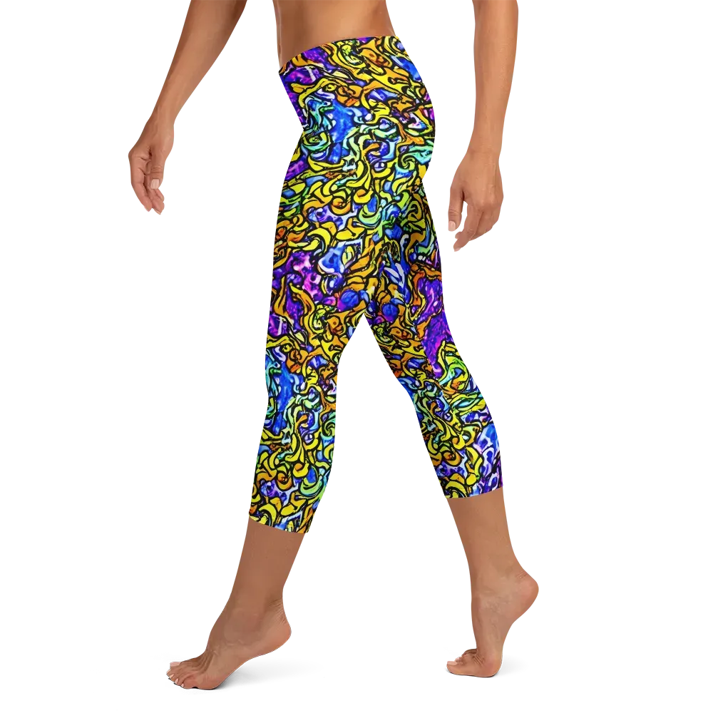 Jewel Frenzy on Capri Leggings — Left