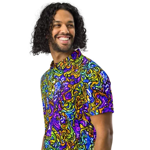 Jewel Frenzy on a Men's Slim Fit Polo Shirt