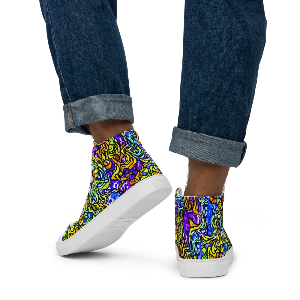 Jewel Frenzy on Men's High Top Canvas Shoes — Back