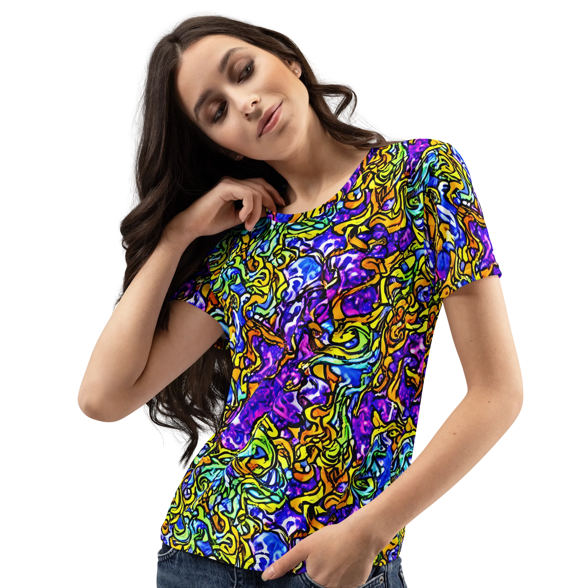 Jewel Frenzy on Women's Crew Neck T-Shirt — Left Front