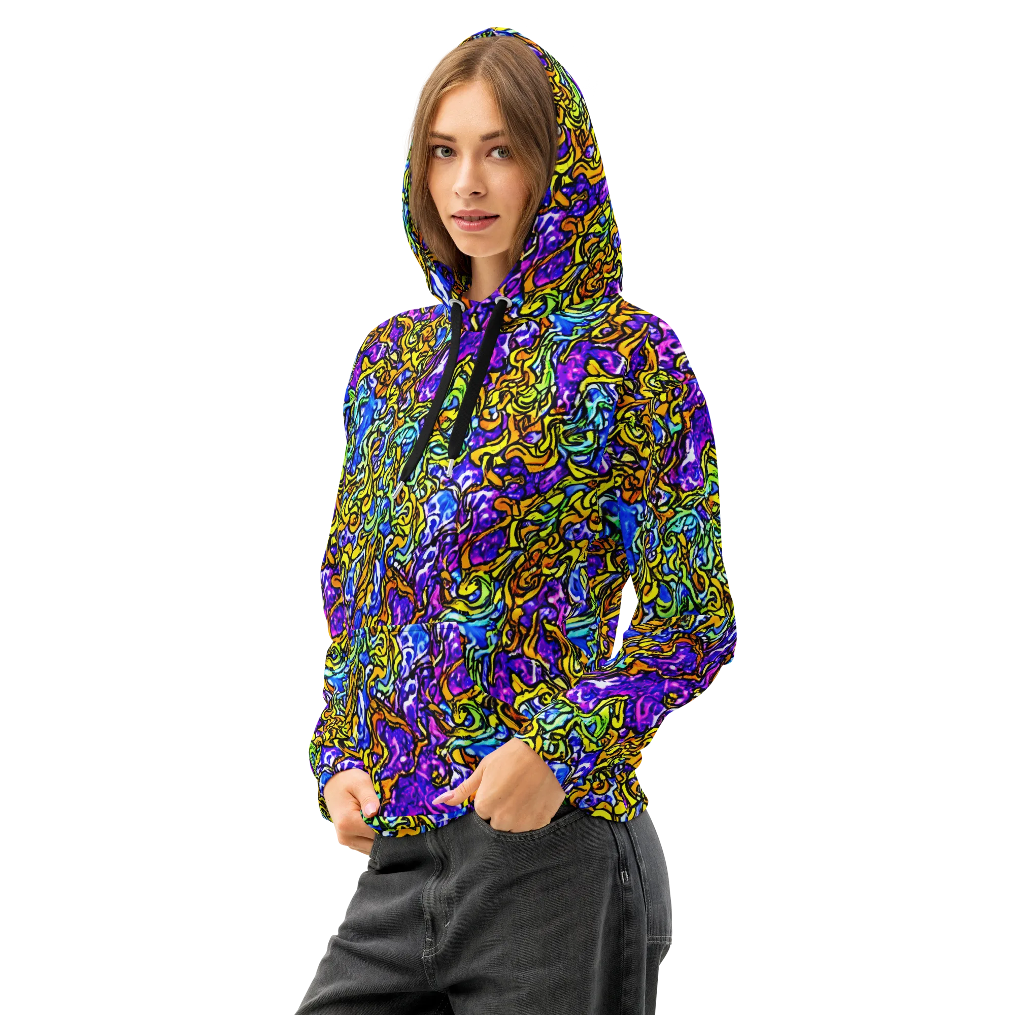 Jewel Frenzy on Cotton Hoodie — Left Front