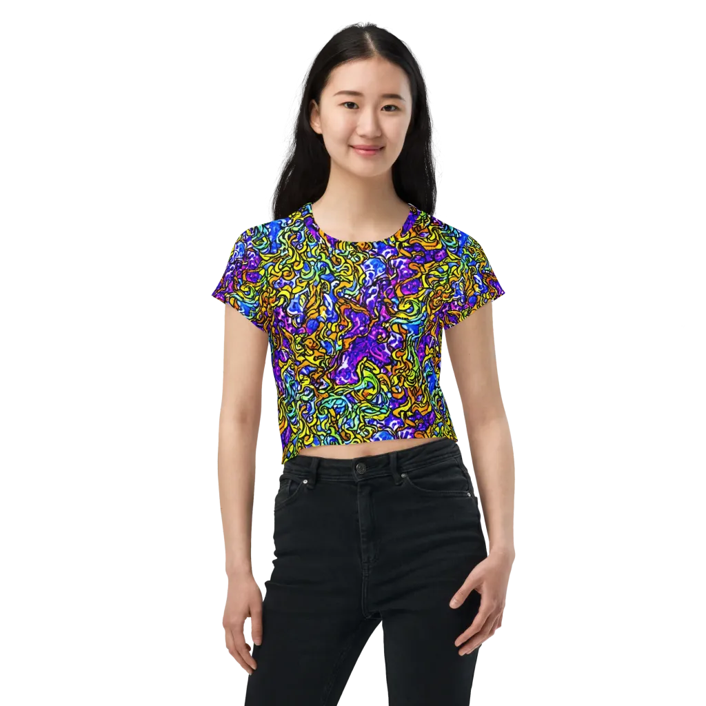 Jewel Frenzy on Crop Tee — Front