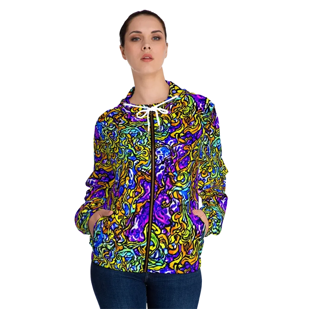 Jewel Frenzy on Women's Full-Zip Hoodie — Front On Person