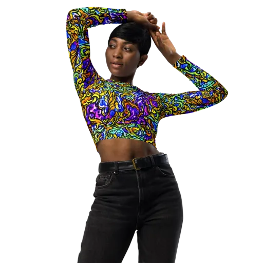 Jewel Frenzy on a Long Sleeve Crop Top