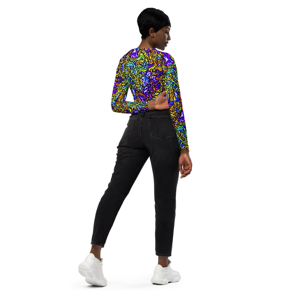 Jewel Frenzy on Long Sleeve Crop Top — Right Back