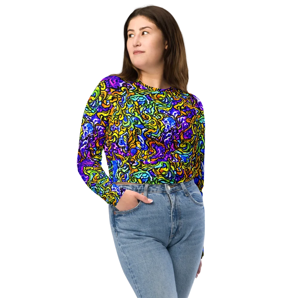 Jewel Frenzy on Long Sleeve Crop Top — Front