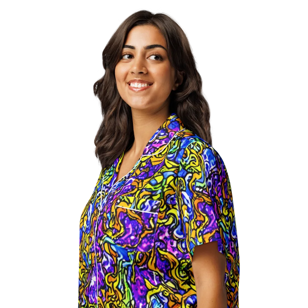 Jewel Frenzy on Women's Short Sleeve Pajama Top — Left Front