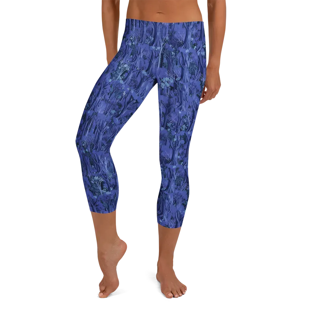 Sapphire Thicket on Capri Leggings — Front