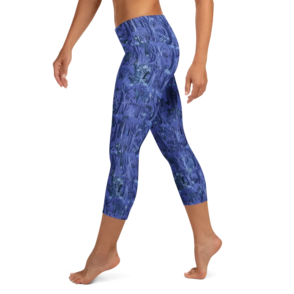 Sapphire Thicket on Capri Leggings — Left