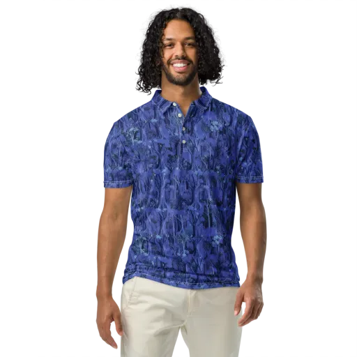 Sapphire Thicket on a Men's Slim Fit Polo Shirt