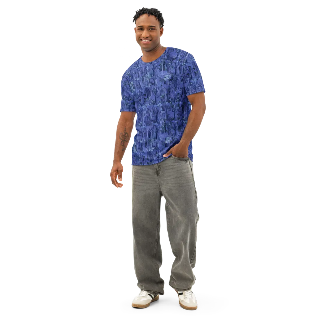 Sapphire Thicket on Men's Cotton Crew Neck T-Shirt — Front