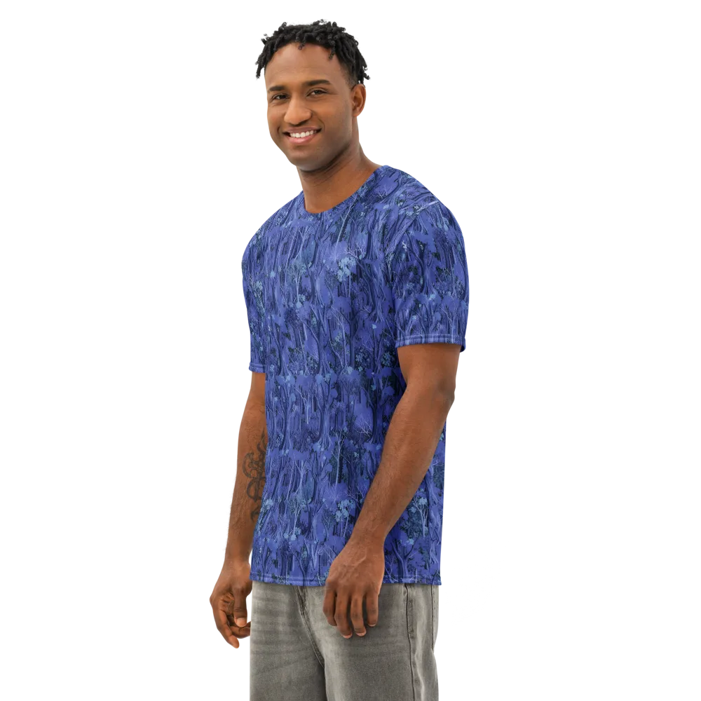 Sapphire Thicket on Men's Cotton Crew Neck T-Shirt — Left Front