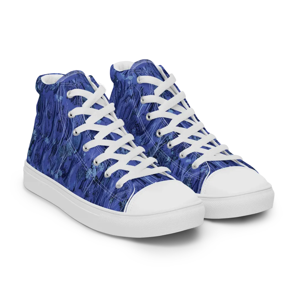 Sapphire Thicket on Men's High Top Canvas Shoes — Right Front