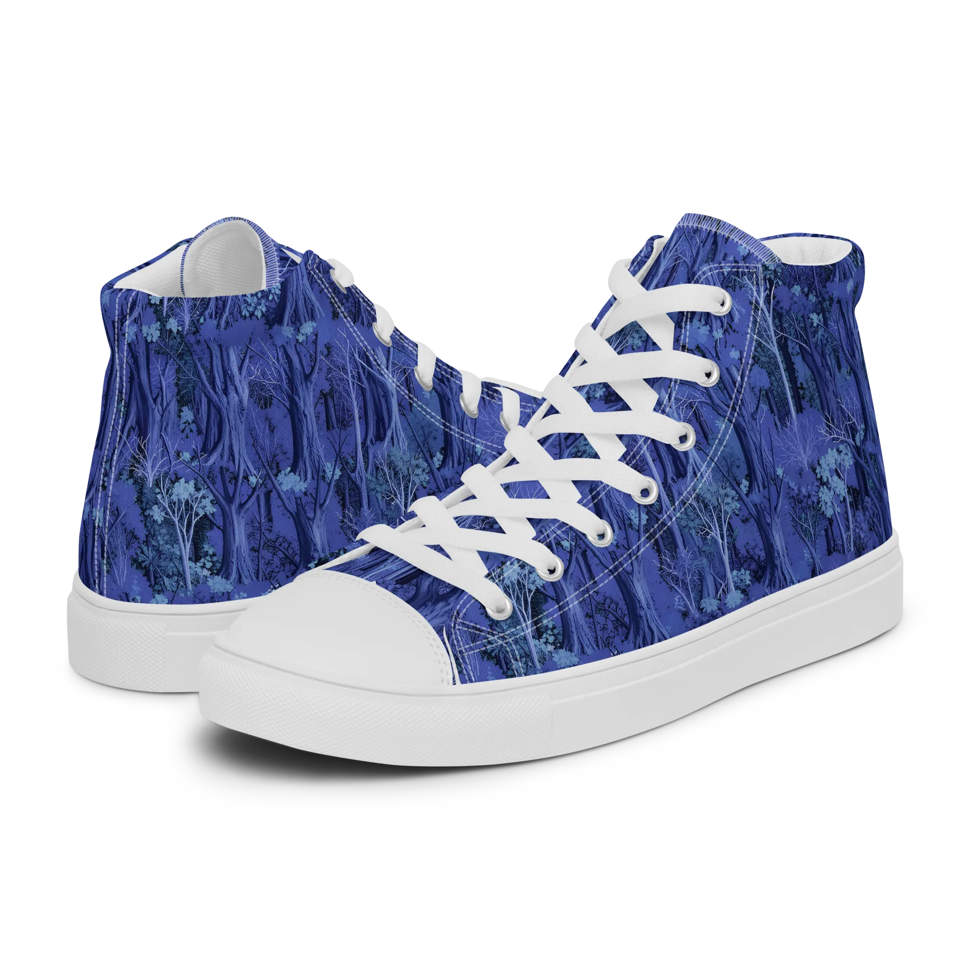 Sapphire Thicket on Men's High Top Canvas Shoes — Left