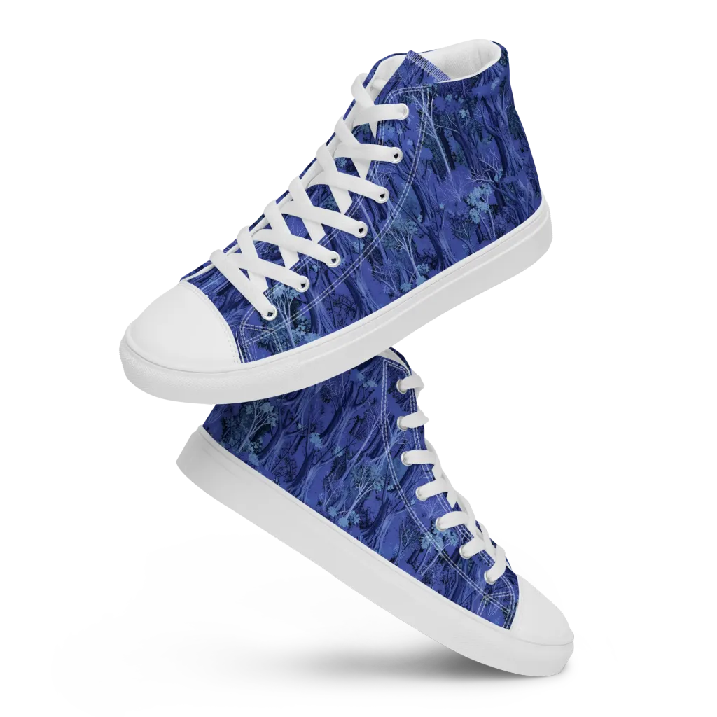 Sapphire Thicket on Men's High Top Canvas Shoes — Front