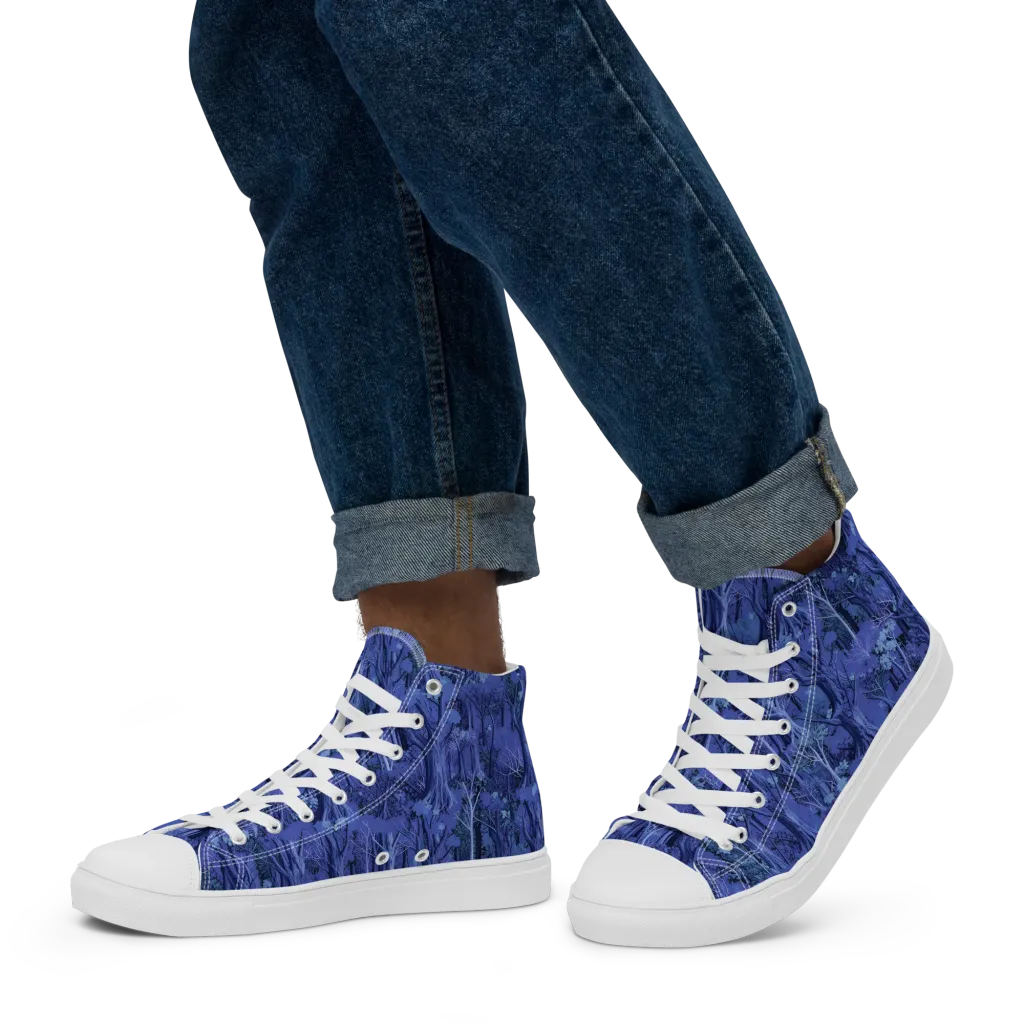 Sapphire Thicket on Men's High Top Canvas Shoes — Left