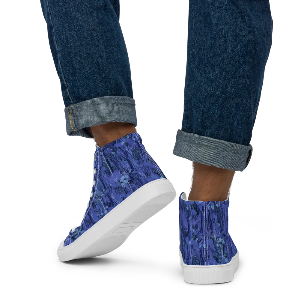 Sapphire Thicket on Men's High Top Canvas Shoes — Back