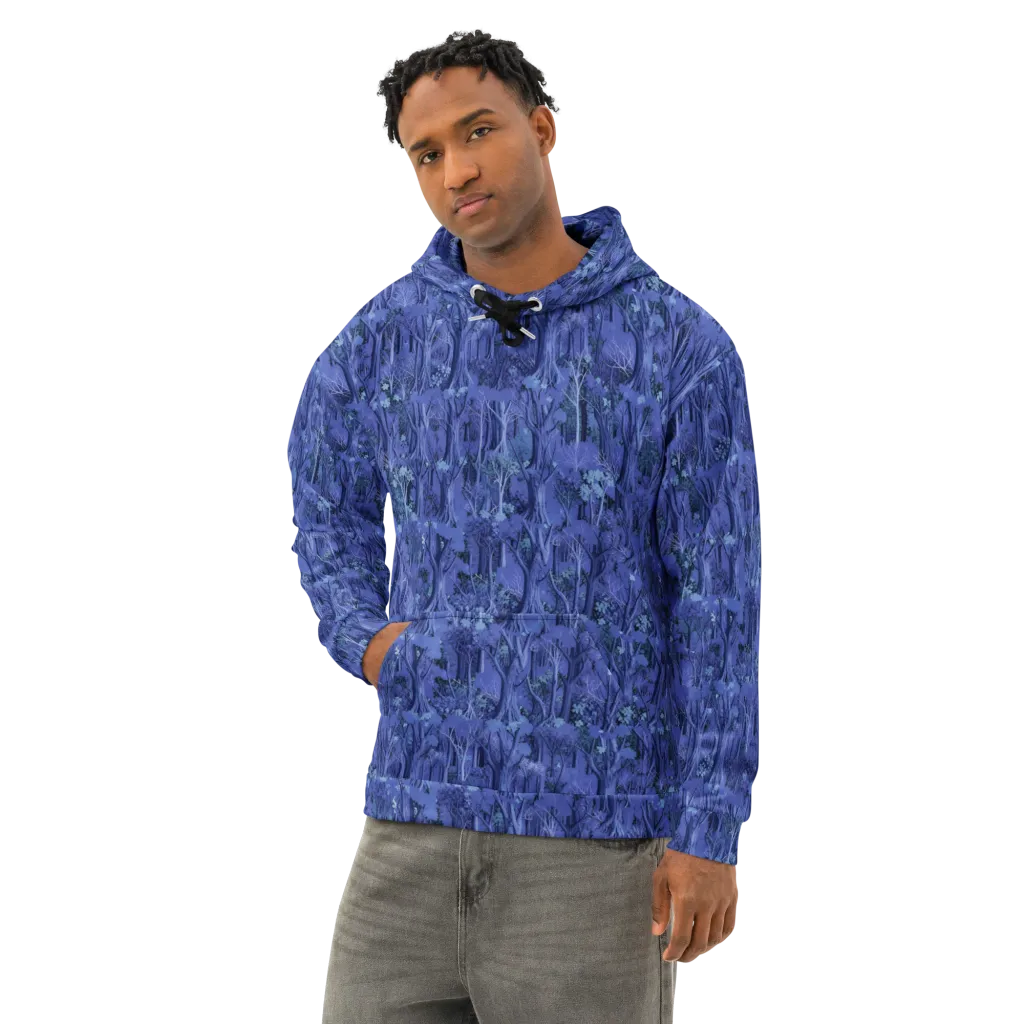 Sapphire Thicket on Cotton Hoodie — Left Front