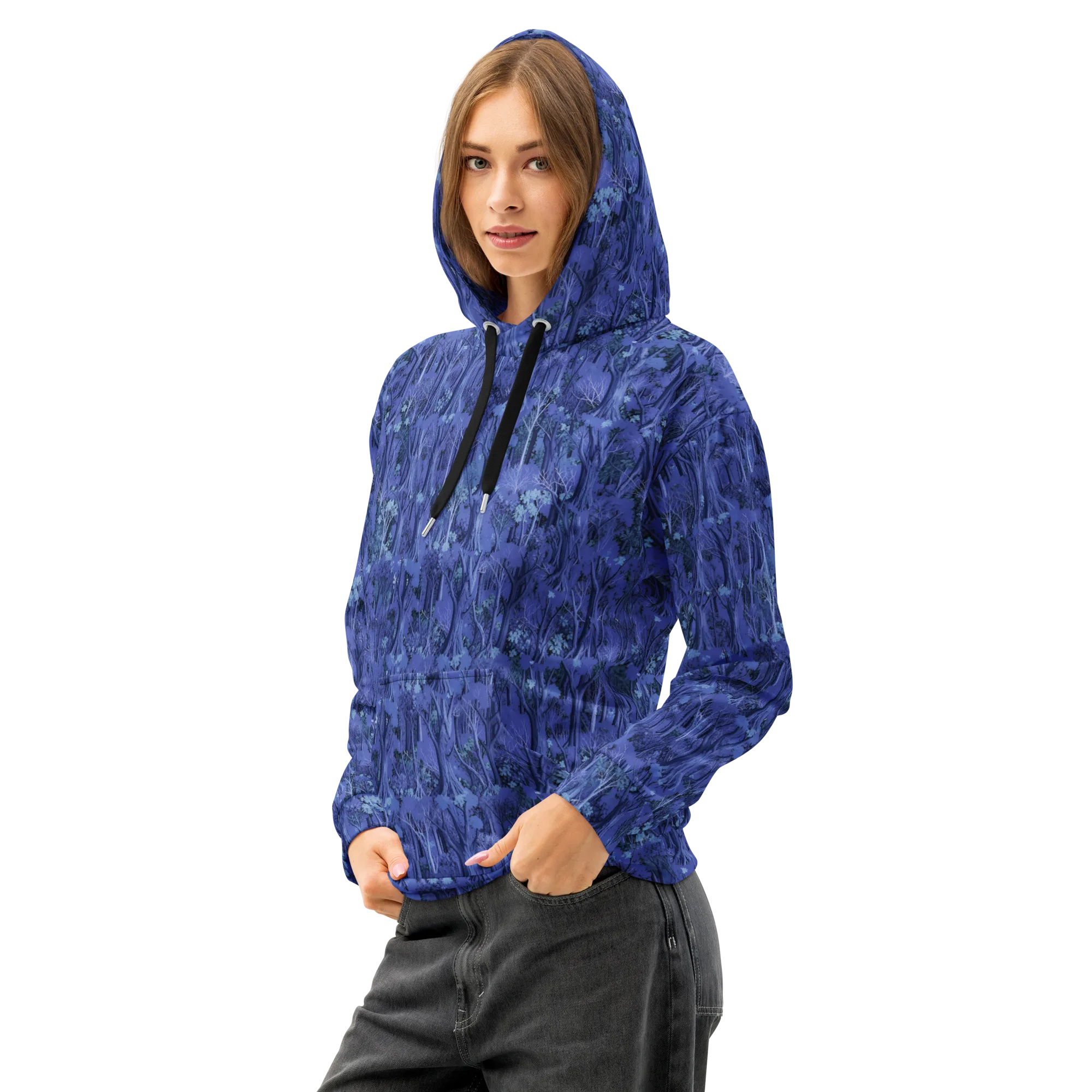 Sapphire Thicket on Cotton Hoodie — Left Front