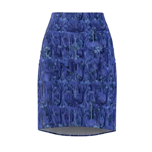 Sapphire Thicket on a Pencil Skirt