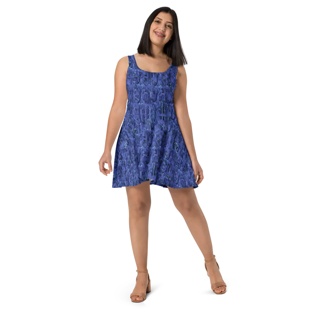 Sapphire Thicket on Skater Dress — Front