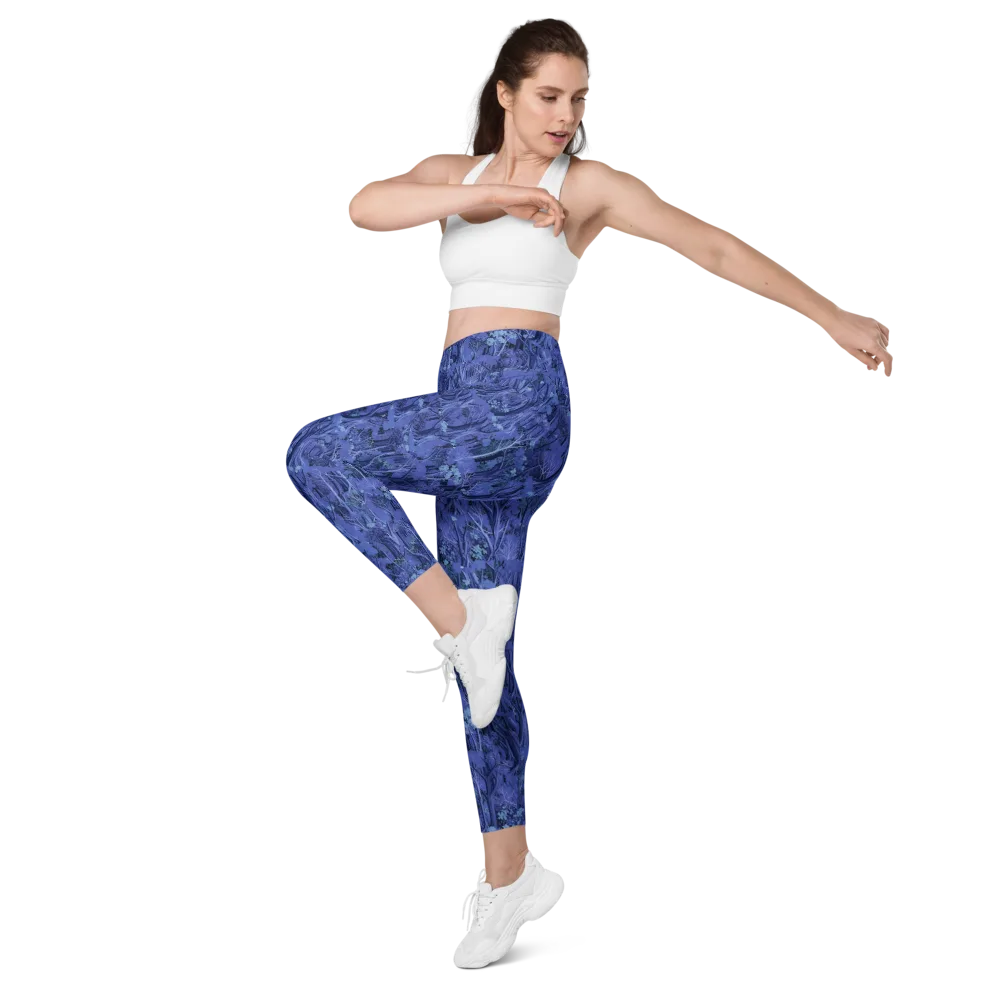 Sapphire Thicket on Leggings with Pockets — Left Front