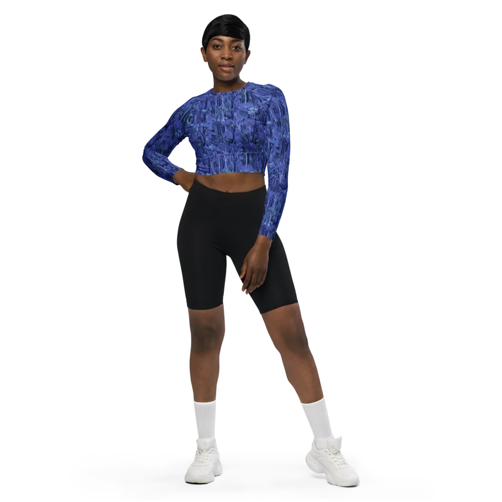 Sapphire Thicket on Long Sleeve Crop Top — Front