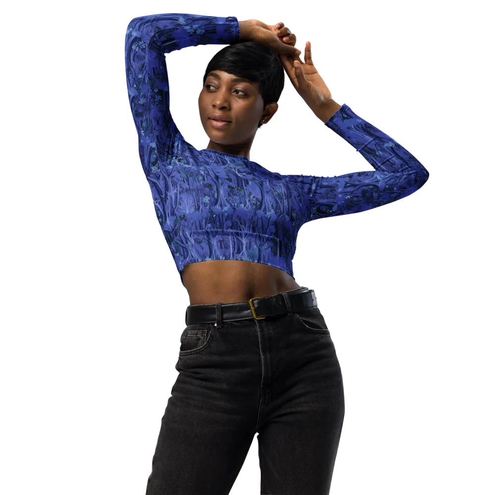 Sapphire Thicket on Long Sleeve Crop Top — Front
