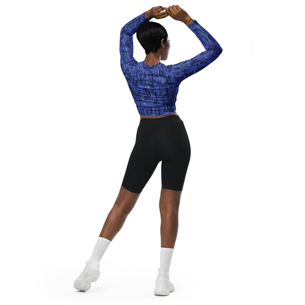 Sapphire Thicket on Long Sleeve Crop Top — Back