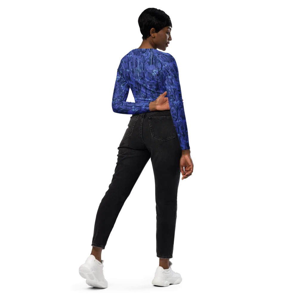 Sapphire Thicket on Long Sleeve Crop Top — Right Back