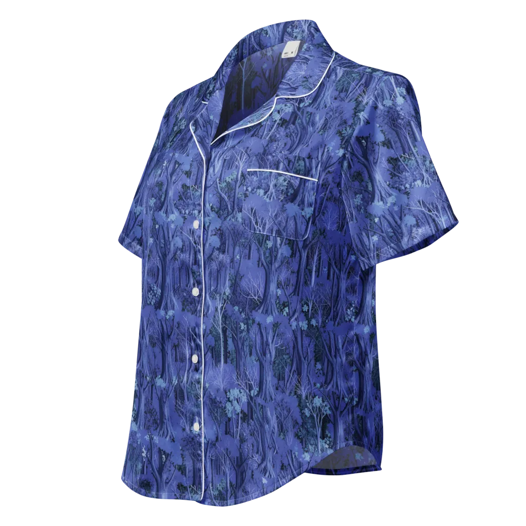 Sapphire Thicket on Women's Short Sleeve Pajama Top — Left Front