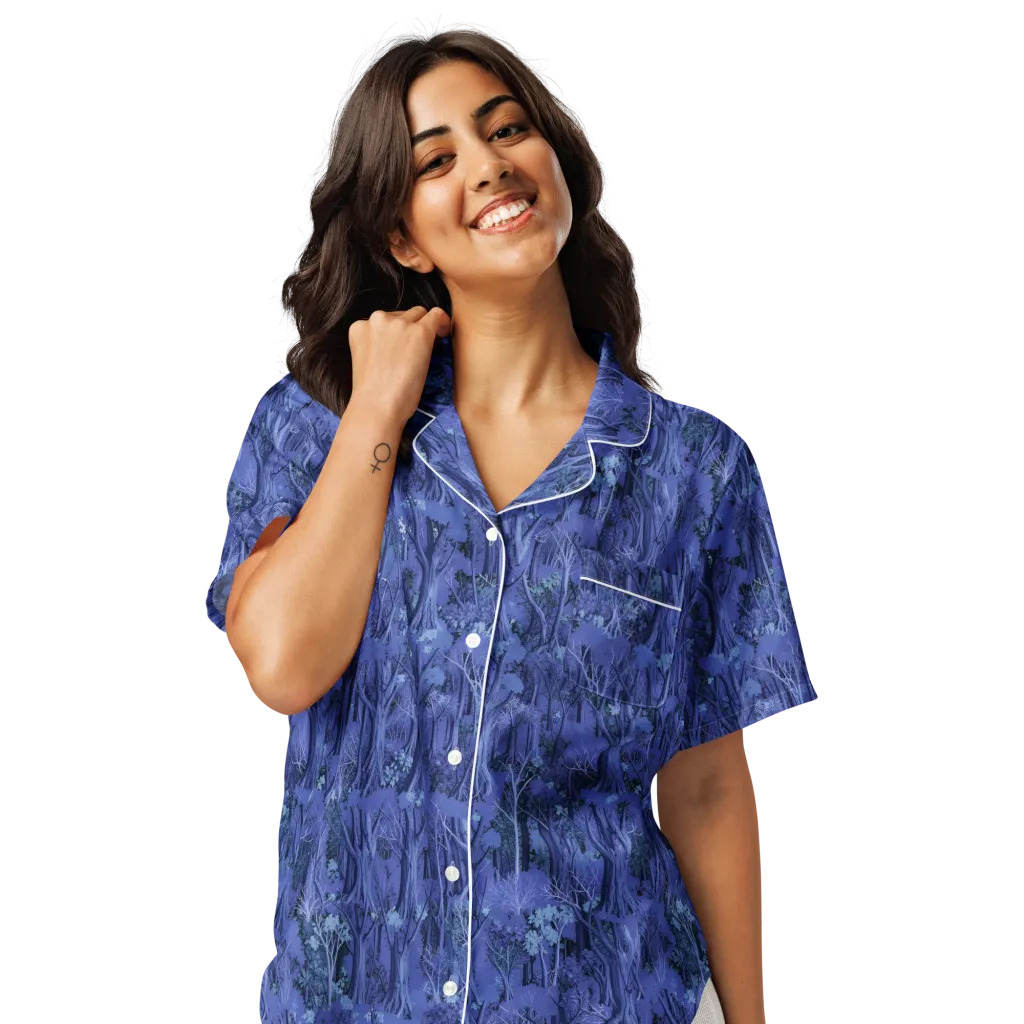 Sapphire Thicket on Women's Short Sleeve Pajama Top — Front