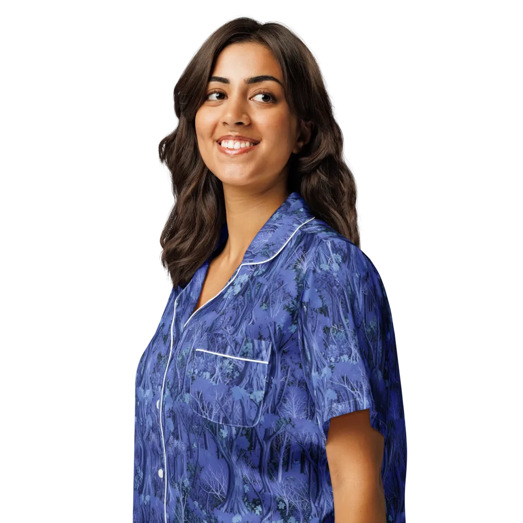 Sapphire Thicket on Women's Short Sleeve Pajama Top — Left Front