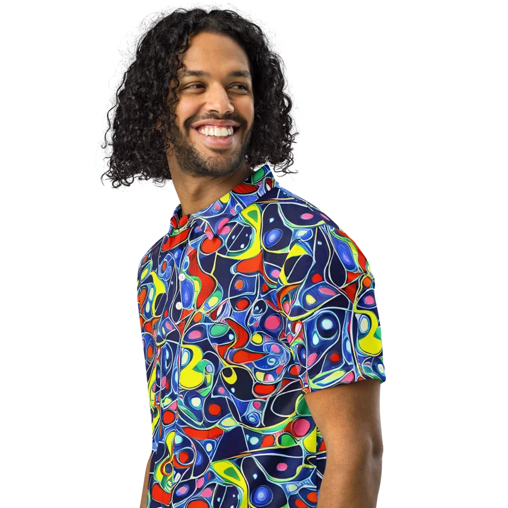 Chromatic Cells on Men's Slim Fit Polo Shirt — Left Front