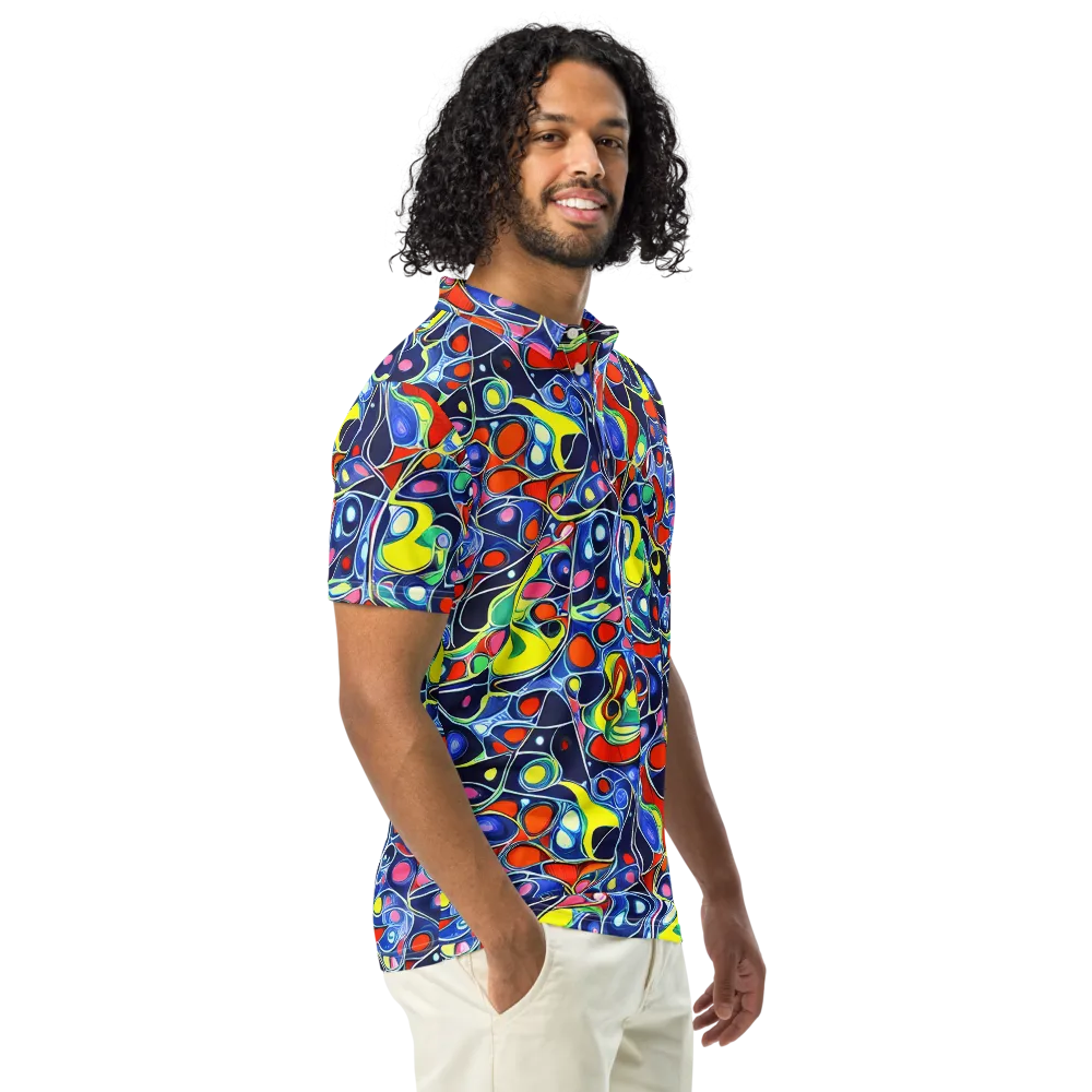 Chromatic Cells on Men's Slim Fit Polo Shirt — Right Front