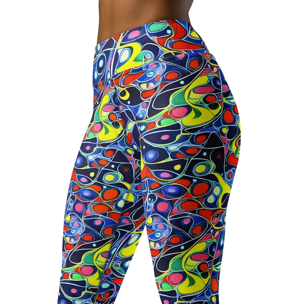 Chromatic Cells on Yoga Leggings — Left Front