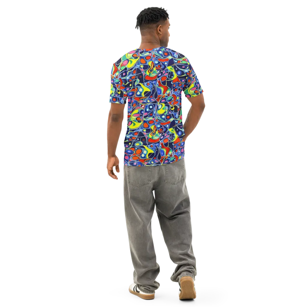 Chromatic Cells on Men's Cotton Crew Neck T-Shirt — Back