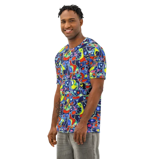 Chromatic Cells on a Men's Cotton Crew Neck T-Shirt