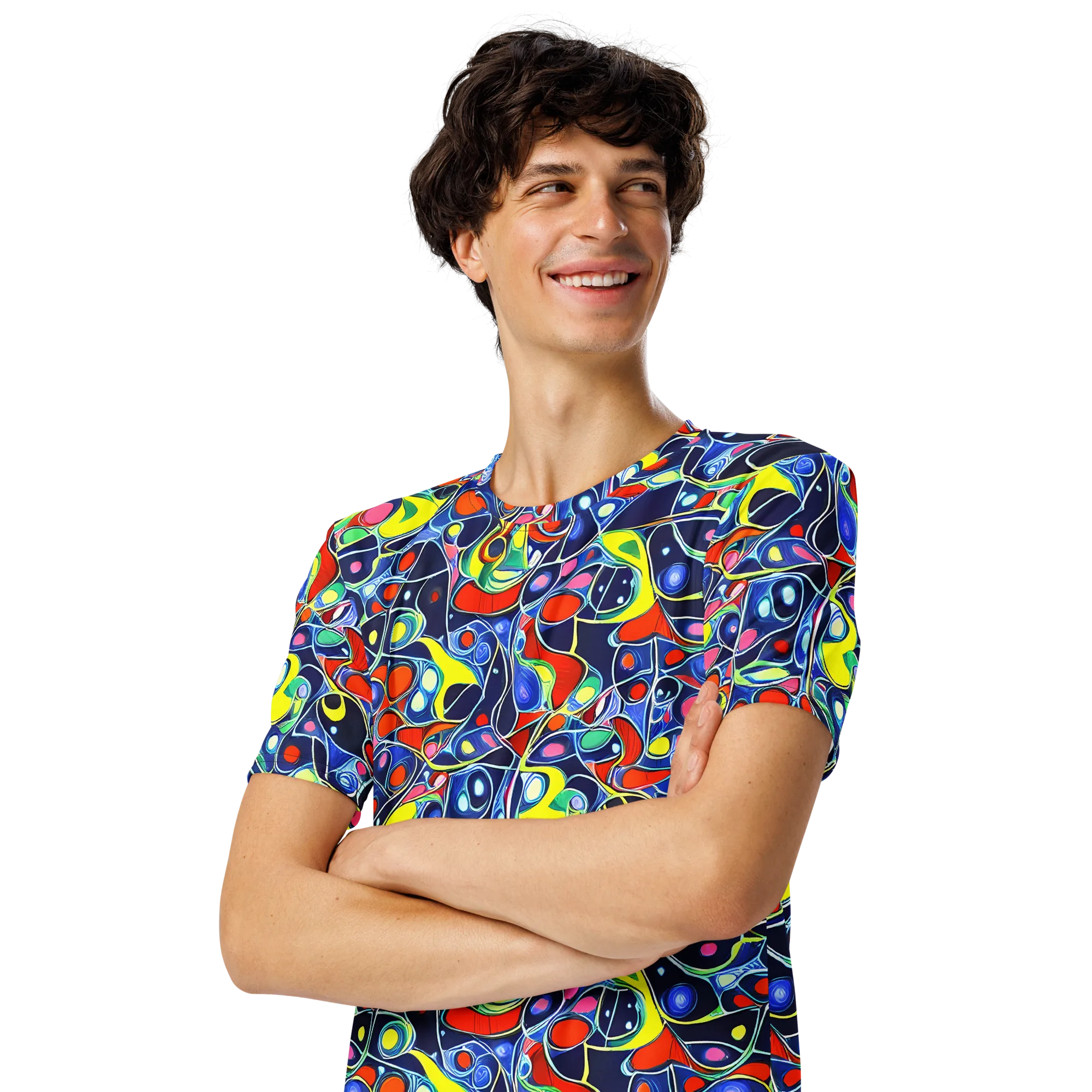 Chromatic Cells on Men's Crew Neck T-Shirt — Left Front