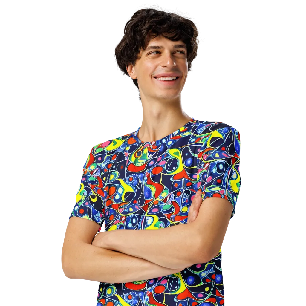 Chromatic Cells on Men's Crew Neck T-Shirt — Left Front