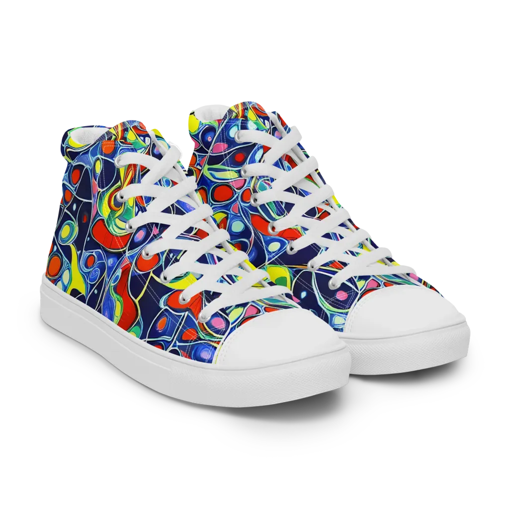 Chromatic Cells on Men's High Top Canvas Shoes — Right Front
