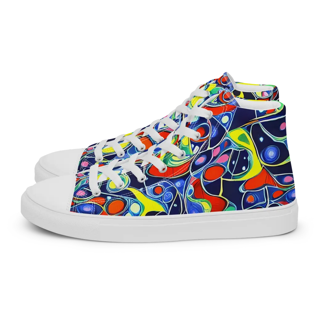 Chromatic Cells on Men's High Top Canvas Shoes — Left