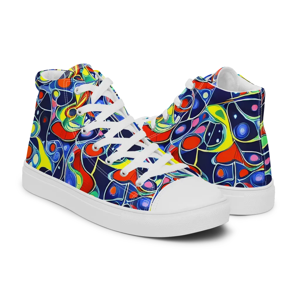 Chromatic Cells on Men's High Top Canvas Shoes — Right