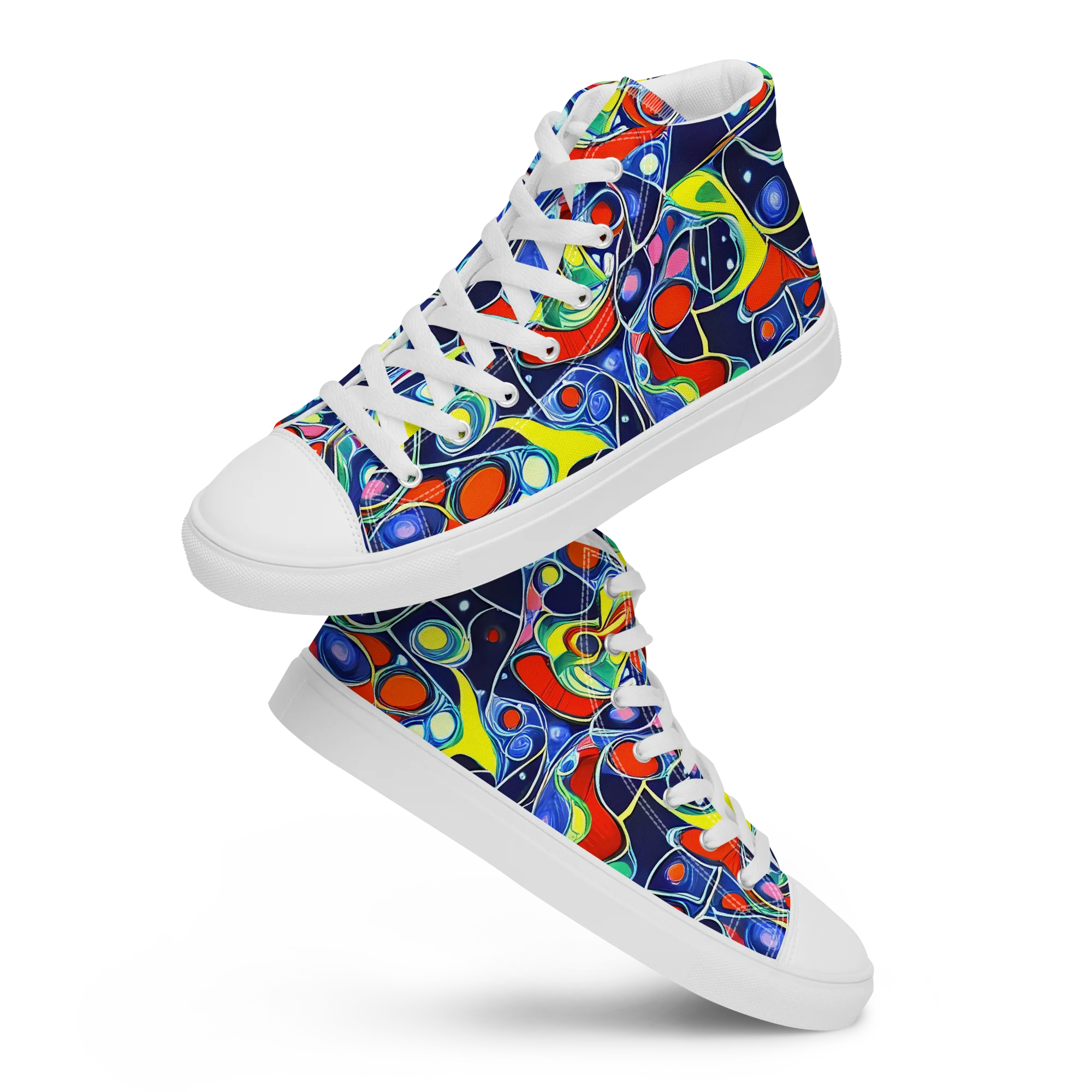 Chromatic Cells on Men's High Top Canvas Shoes — Front