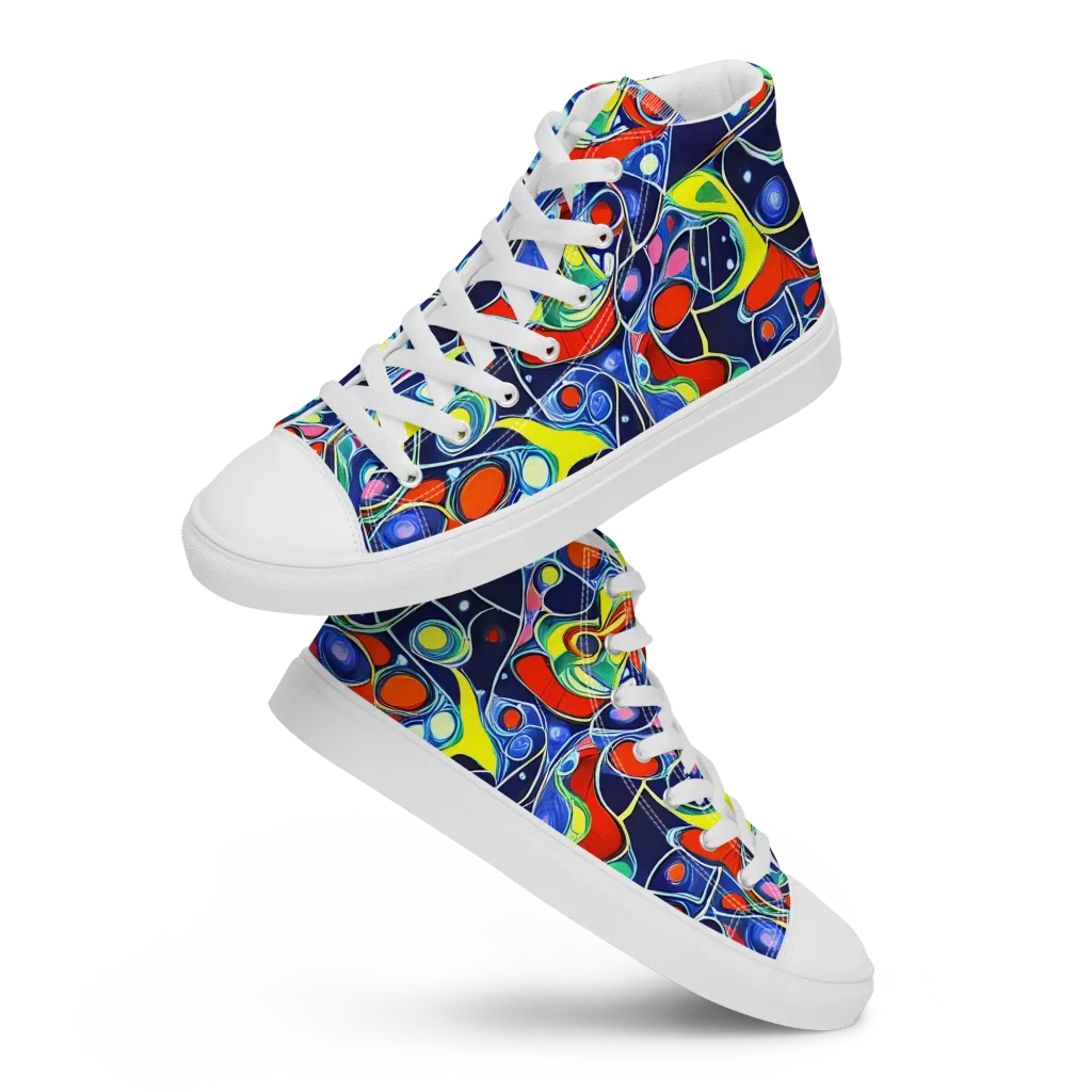 Chromatic Cells on Men's High Top Canvas Shoes — Front