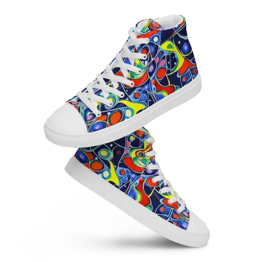 Chromatic Cells on a Men's High Top Canvas Shoes